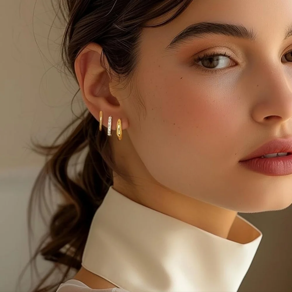 Elegant Gold and Silver Hoop Earrings